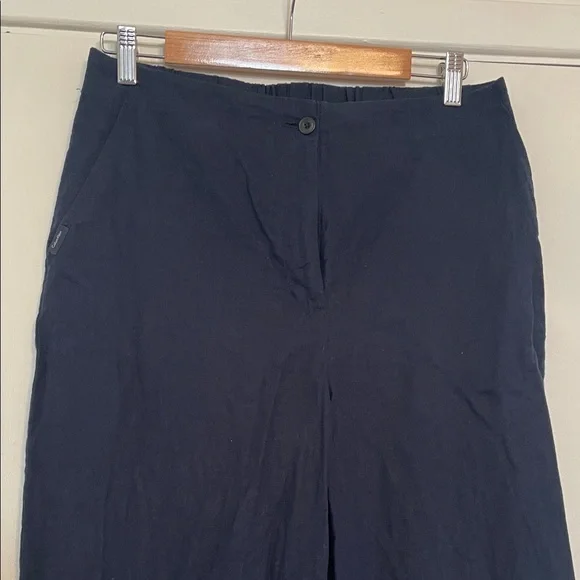 Calvin Klein Linen and Cotton Navy Pants - Picture 3 of 6